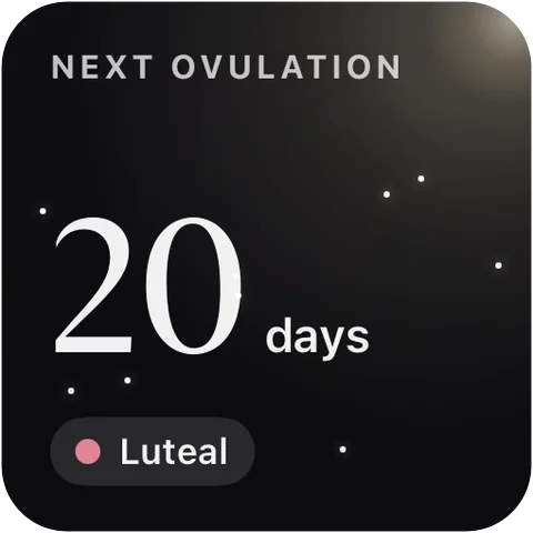 Small widget, Black look: next ovulation in 20 days.